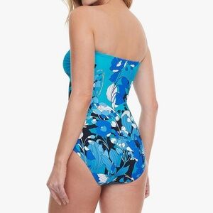 COPY - NWT GOTTEX FLORAL ART SHAPED BANDEAU ONE PIECE SWIMSUIT Size 6 Removable…